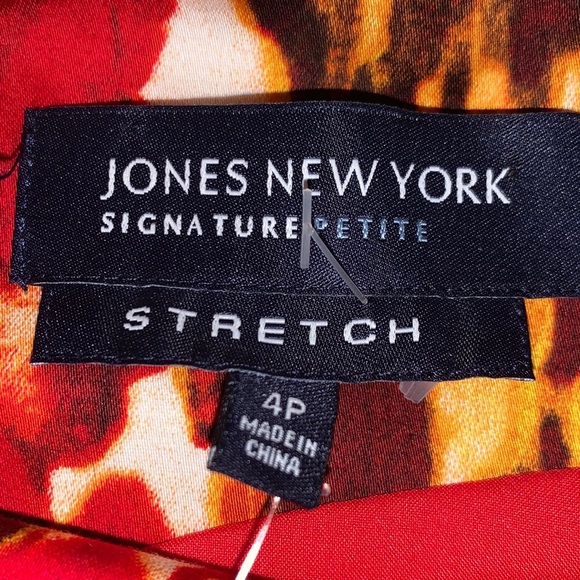 NWT JONES NEW YORK “Orange Spice Multi” sheath dress, sleeveless, back zip. 4P - Picture 11 of 16